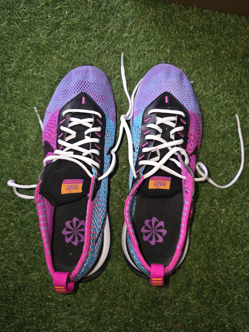 Nike Women's Flyknit Running Shoes - Pink / Purple / Blue